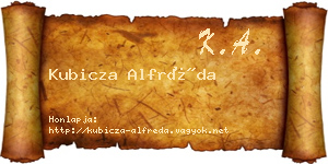 Kubicza Alfréda névjegykártya